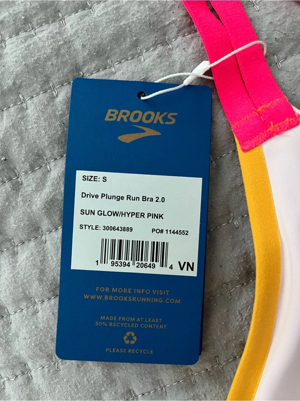 Brooks Yellow and Pink Run Sports Bra Women’s Small Drive Plunge Run Bra 2.0